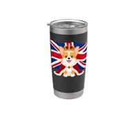 Joli souvenir de voyage Royal Corgi drapeau du Royaume-Uni Europe Gobelet isotherme en acier inoxydable double paroi