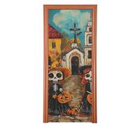 Joli squelette de dessin animé Halloween couvertures pour l'avant 89 x 200 cm dans une bannière Just Married Décoration de fête et fournitures pour la maison M