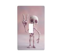 Joli squelette fantaisiste faisant le signe de la paix - Plaque murale décorative à bascule unique pour cuisine, ferme, chambre à coucher, salle de bain