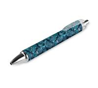 Joli stylo à bille rétractable, tête de mort fleur bleu sarcelle, extra fin, 0,5 mm, encre noire, stylo à bille rechargeable ultra lisse pour femmes, hommes, adolescents et enfants