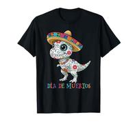 Joli T-Rex avec crâne en Sucre Sombrero Dia de Muertos Calavera T-Shirt
