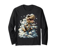 Joli T-Rex avec Neige et Flocons de Neige Dinosaure enneigé Hiver Manche Longue