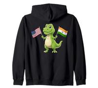Joli T-Rex Tenant Le Drapeau des États-Unis et de la Jamaïque Culture Mixte Sweat à Capuche