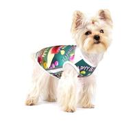Joli t-shirt extensible pour chien avec inscription « Happy Birthday » - Doux et frais - Sans manches à rayures - Vêtements respirants pour chiot, chaton, chat - Taille S