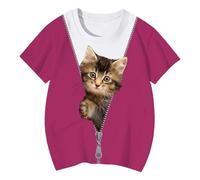 Joli t-shirt pour fille avec motif de chat mignon pour les activités de loisirs confortables et les aventures quotidiennes, Rose, 3-4 ans