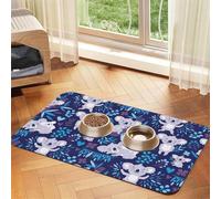 Joli tapis d'alimentation en cuir synthétique imprimé koala pour chiens et chats avec fond en caoutchouc antidérapant