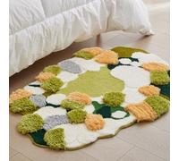 Joli tapis de bain en mousse à motif floral vert, tapis de bain en mousse, antidérapant, doux, absorbant l'eau, tapis de sol pour salle de bain, douche, baignoire, entrée