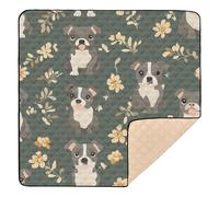 Joli tapis de jeu élégant pour l'intérieur et l'extérieur Motif chiens Bull Terrier Staffordshire Vert sauge 127 x 127 cm