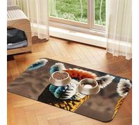 Joli tapis de nourriture absorbant et antidérapant en cuir synthétique pour chiens et chats Motif lama