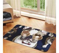 Joli tapis de nourriture pour chien bouledogue français, tapis d'alimentation absorbant pour gamelles de nourriture et d'eau, tapis de placement antidérapant pour sols, imperméable, séchage rapide
