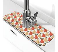 Joli tapis de robinet rouge poire verte pour évier de cuisine, tapis de drainage pour évier de cuisine, protection anti-éclaboussures, tapis de robinet d'évier de cuisine à séchage rapide, tapis