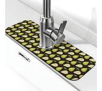Joli tapis de robinet vert citron poire noire pour évier de cuisine, tapis de drainage pour évier de cuisine, protection anti-éclaboussures, tapis de robinet d'évier de cuisine à séchage rapide, tapis