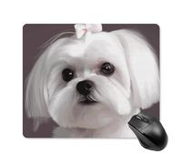 Joli tapis de souris carré de chien maltais portable avec base en caoutchouc antidérapant 18 x 22 cm, tapis de souris de jeu ultra fin pour ordinateur portable, accessoires de bureau