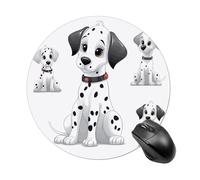 Joli tapis de souris rond dalmatien à glissement lisse, tapis de souris de jeu extra densité, portable et confortable, pour bureau, maison, bureau, 20 x 20 cm