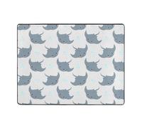 Joli tapis d'intérieur doux lavable pour chambre à coucher, salon, chambre à coucher, salon, motif raie pastille gris - 160 x 121 cm