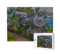 Joli Train à Vapeur,Puzzle Familial en Bois de 500 pièces pour Adultes et Adolescents, décoration d'intérieur