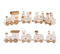 Joli train miniature en bois avec éléments festifs classiques parfaits pour célébrer la saison (blanc)
