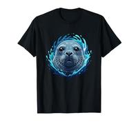 Joli Visage de Phoque de l'océan éclaboussant Une Vague d'eau T-Shirt