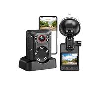 JOLIANE 4K Dash Cam Body Camera Batterie 3500mAh avec 11 Heures d'enregistrement Mini caméra avec GPS Bodycam Police Vue à 170°(with 128GB Card)