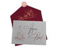 JoliCoon 10 Cartes Noel élégantes avec enveloppe et sceau en relief - Carte de noel avec enveloppe - Lot carte de noel - Joyeux Noel