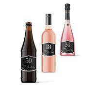 JoliCoon 10 Étiquettes de bouteille au choix - Etiquette Bouteille Cadeau Anniversaire - Happy Birthday
