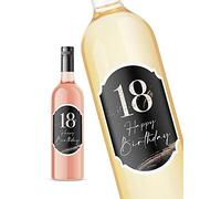 JoliCoon Étiquette pour bouteille d'anniversaire 18 ans - Happy Birthday 18-8,5 x 12 cm