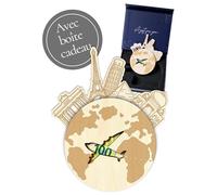 JoliCoon Globe Cadeau d’Argent Voyage, Caisse de Voyage Vacances | Trois couches de bois collées, jusqu’à 3 billets, coffret rigide bleu aimanté, insert en mousse rigide, verso inscriptible