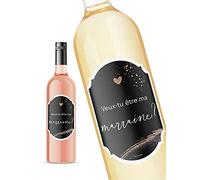 JoliCoon Veux tu Etre ma Marraine - Etiquette Bouteille Marraine - Demande Marraine - Annonce Marraine