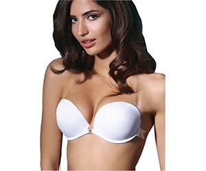 jolidon Soutien-gorge push-up avec dos transparent et bretelles transparentes, dos nu, invisible, Blanc., 70D