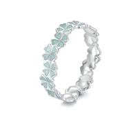 Jolie Bague Trèfle Chanceux 925 Argent - Anneau Romantique à Émail Vert pour Femme - Cadeau pour Fille, Petite-Fille ou Amoureuse - Empilable -Anneau Taille 52