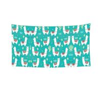 Jolie bannière blanche lama et cactus imprimée, convient pour les fêtes d'Halloween, décoration à suspendre pour une utilisation en intérieur et en extérieur