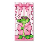 Jolie bannière de couverture de porte en forme de crocodile de dessin animé, nœud de pêche, décoration de porte d'entrée, fournitures de fête amusantes pour intérieur et extérieur, 91,4 x 183 cm