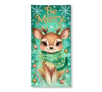 Jolie bannière de porte « Be Merry » - Décoration festive d'hiver pour fête de vacances, décoration de Noël intérieure et extérieure - 91,4 x 183 cm