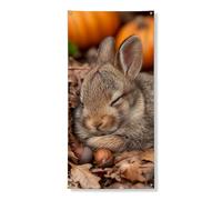 Jolie bannière de porte en forme de lapin, décoration d'animaux de la forêt d'automne, festival de récolte d'automne, décoration intérieure extérieure 91,4 x 183 cm