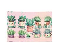 Jolie bannière festive de plantes succulentes créant une atmosphère - 119,4 x 180,3 cm - Pour Noël, fêtes nocturnes, réunions entre amis