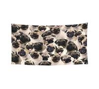 Jolie bannière imprimée carlin sur une face pour anniversaire, mariage, décorations de vacances