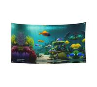 Jolie bannière imprimée poisson bleu sur une face pour les décorations festives d'anniversaire, de mariage, de vacances