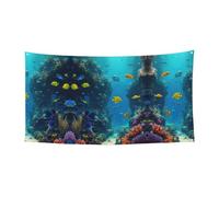 Jolie bannière imprimée poisson bleu sur une face pour les décorations festives d'anniversaire, de mariage, de vacances