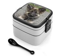 Jolie boîte à bento empilable à 2 couches pour adultes, motif berger allemand, conteneurs à déjeuner réutilisables et étanches pour adultes, boîte à déjeuner de voyage de 935,5 g avec cuillère, boîte