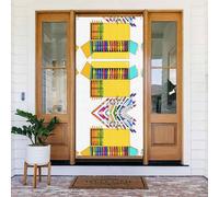 Jolie boîte à crayons - Bannière de porte festive avec corde, couverture de porte réutilisable pour Halloween, Noël, décoration extérieure en polyester