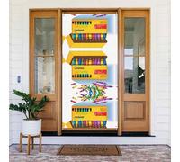 Jolie boîte à crayons - Bannière de porte festive avec corde, couverture de porte réutilisable pour Halloween, Noël, décoration extérieure en polyester