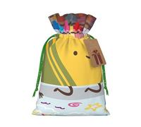 Jolie boîte à crayons imprimée avec cordon de serrage et ruban de Noël vert - Pochettes cadeaux réutilisables en toile de jute avec cordon de serrage, S