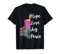 Jolie Bougie de l'Avent chrétienne Espoir Amour Joie Paix Noël T-Shirt