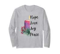 Jolie Bougie de l'Avent - Espoir Amour Joie Paix chrétien Noël Manche Longue