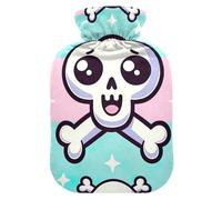 Jolie bouillotte Jolly Roger avec housse en velours doux pour soulager les douleurs au cou et aux épaules, taille S