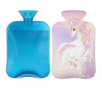 Jolie bouillotte licorne avec housse, sac d'eau chaude de 2 L pour soulager la douleur, cou doux et épaules, chauffe-mains et pieds, compresse chaude et froide pour adultes et enfants