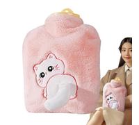 Jolie bouteille d'eau chaude avec couvercle, en peluche de dessin animé de 900 ml, pack d'eau chaude de grande capacité, compresse et chaude,