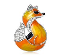 Jolie broche en forme d'animal avec des accents de diamants, bijou polyvalent pour femme, style quotidien, amélioration, alliage, strass, renards, broche accessoire, taille unique, Comme décrit