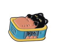 Jolie broche en forme de chat en conserve - Sardine en émail et broche à viande pour déjeuner, 1 pièce (QHXZ4068)
