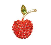 Jolie broche en forme de pomme rouge pour femmes et filles - Avec strass autrichiens - Pour pulls, écharpes, vestes, robes, sacs à dos - Bijoux délicats - Cadeaux d'anniversaire, Métal, Zircon cubique